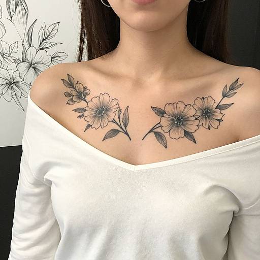 Floral Tattoo with White Off-Shoulder