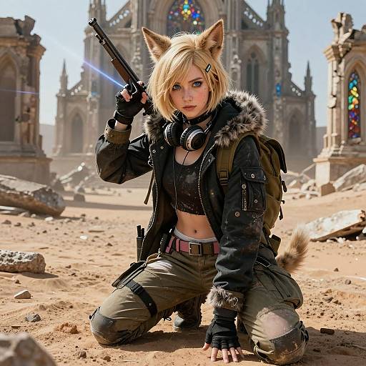 Post-Apocalyptic Leader in Desert Ruins