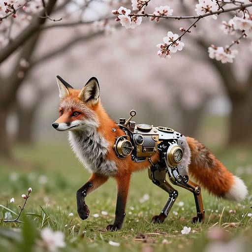 Steampunk Fox in Reversed Time Meadow