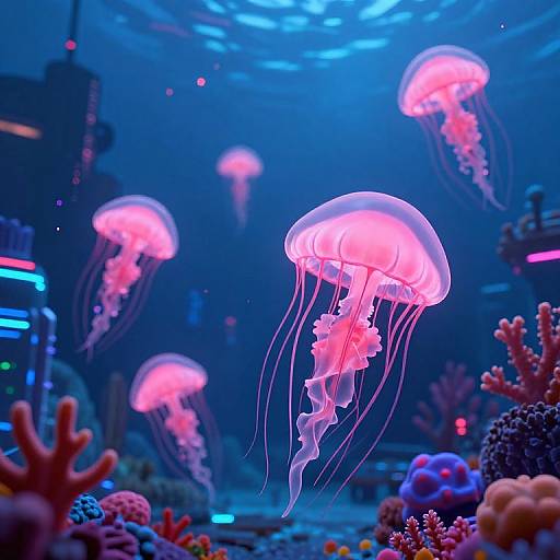 Cyberpunk Underwater Jellyfish Dream