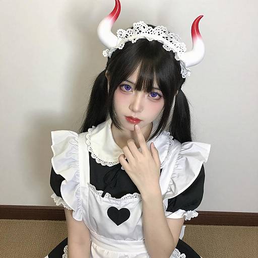 Young Woman in Gothic Maid Outfit