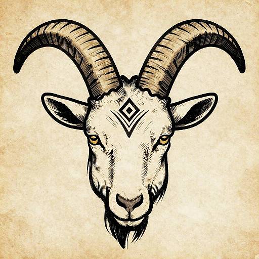Stylized Tribal Goat Horns Drawing
