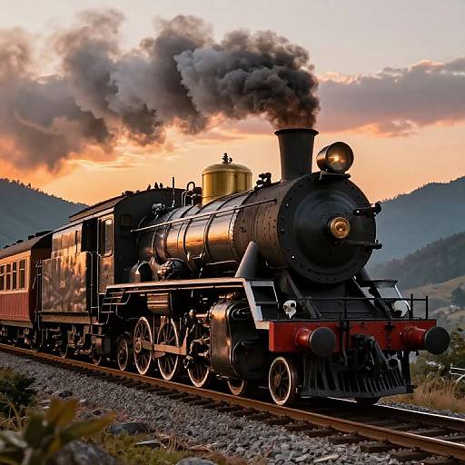 Vintage Steam Locomotive in Scenic Mountains