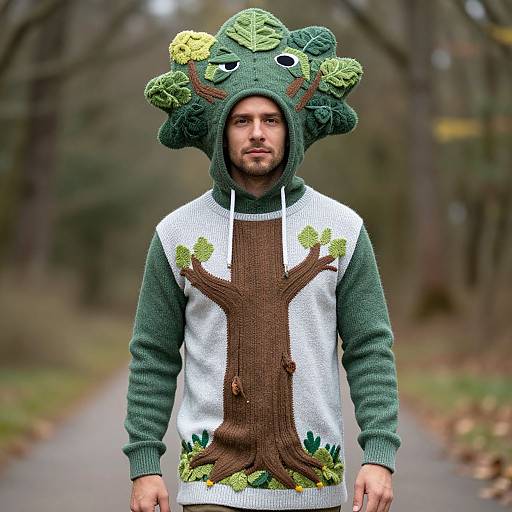 Man Wearing Tree Sweater Hoodie