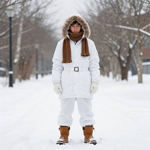 Winter Boy in White Snow Costume