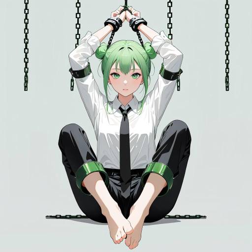 Anime Girl in Handcuffs with Butterfly