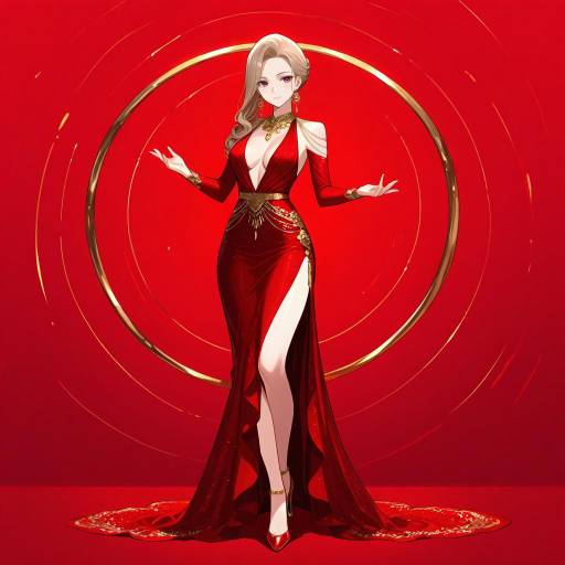 Elegant Woman in Red Dress Portrait Elegant Woman in Red Dress Portrait