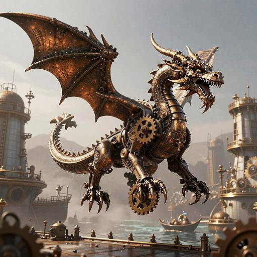 Steampunk Bronze Gear Dragon