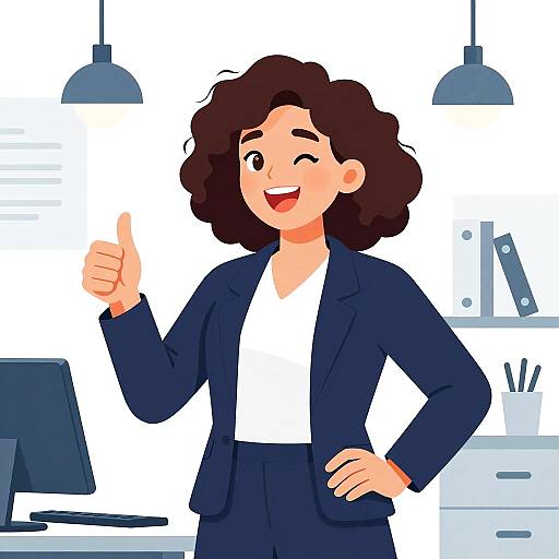 Energetic Professional Woman Thumbs Up