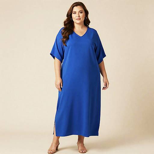 Plus Size Woman in Blue Caftan