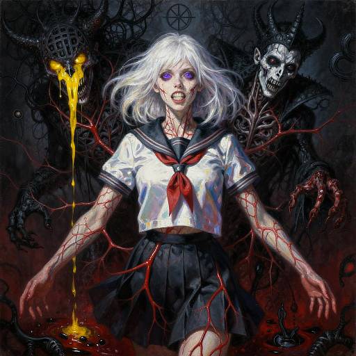 Surreal Schoolgirl with Dark Veins