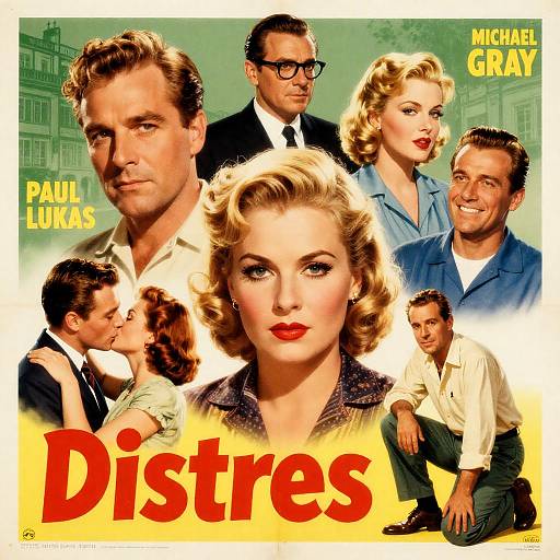 Vintage Movie Poster with Illustrated Characters