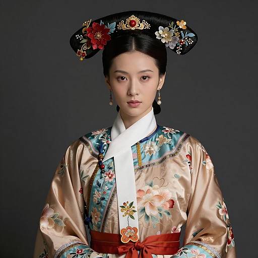 Asian Woman in Traditional Chinese Dashi Costume