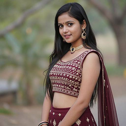 Elegant Lehenga Engagement Portrait