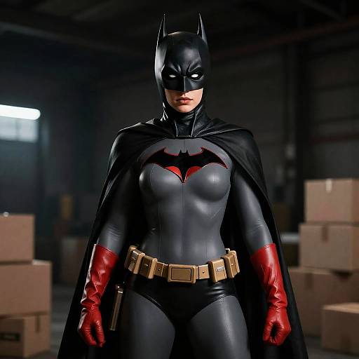 CGI Female Batman in Dark Warehouse