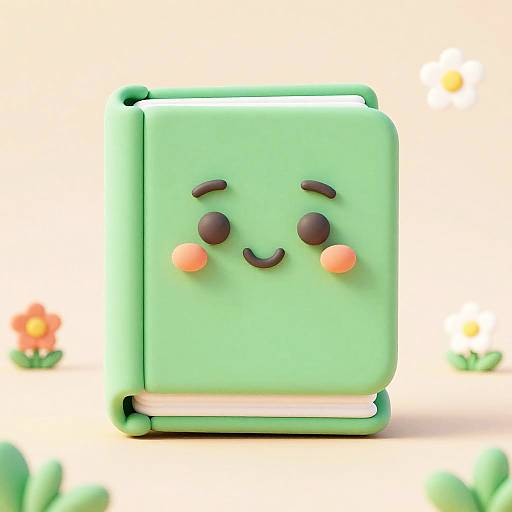 Charming Mint Green Book Emoji Render