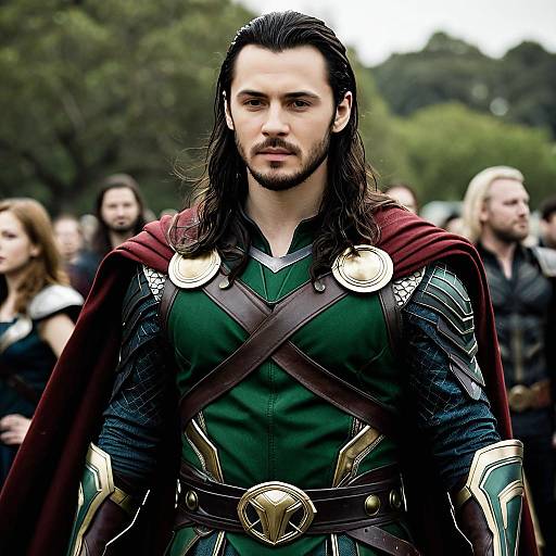 Man in Loki-inspired Costume with Cape