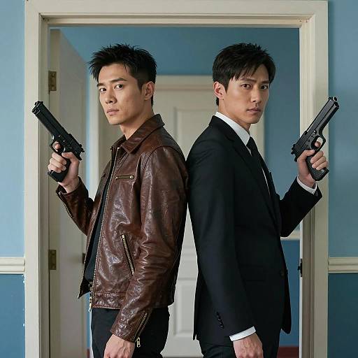 Two Men Back-to-Back with Guns