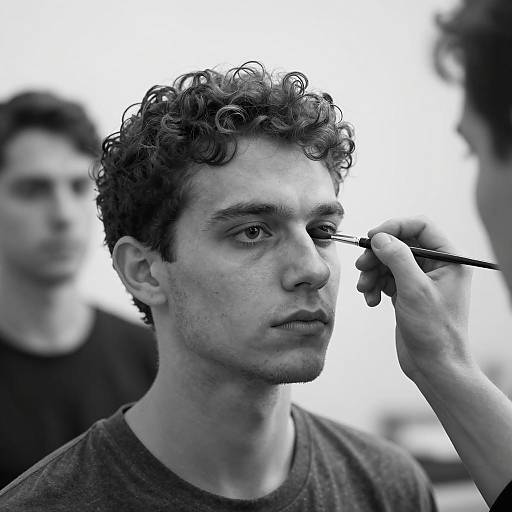 Man Having Face Painted with Brush