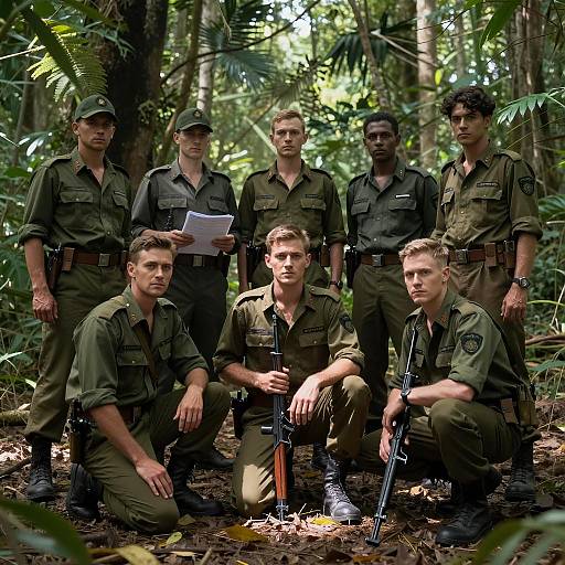 Military Team in Jungle Setting