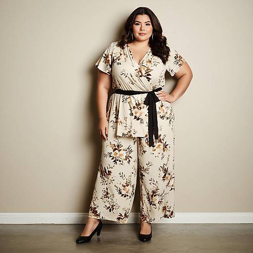 Plus Size Woman in Floral Dress Pants