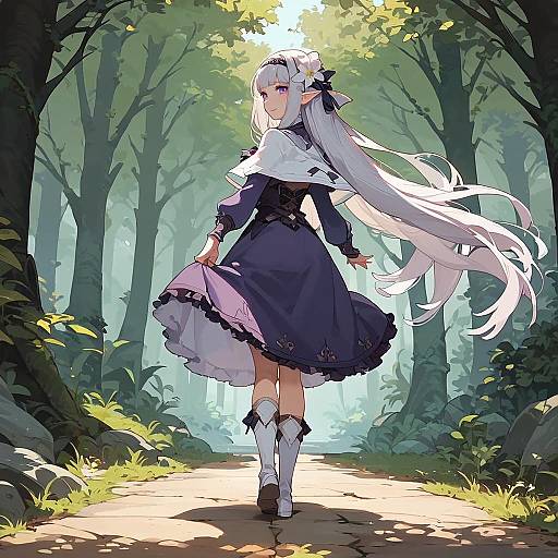 Grey-Haired Elf Maiden Looking Back