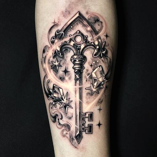 Surreal Kingdom Hearts Keyblade Tattoo