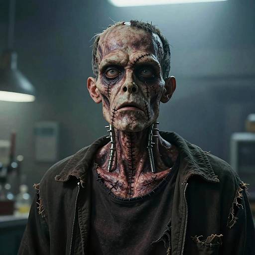 Detailed Frankenstein's Monster in Foggy Lab