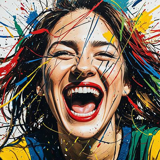 Joyful Abstract Expressionist Woman Portrait