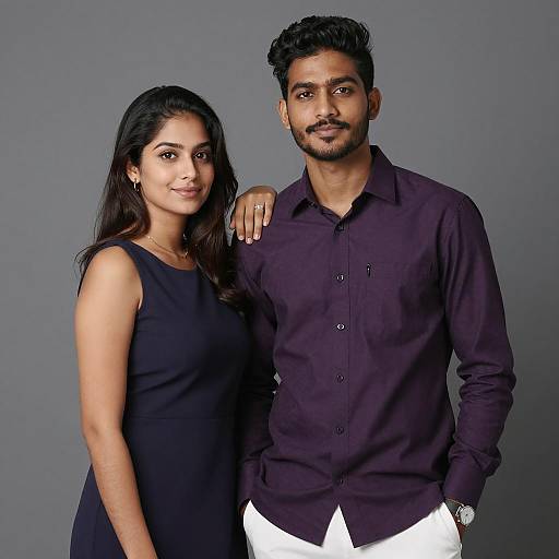 Casual Man in Purple Shirt and White Pants