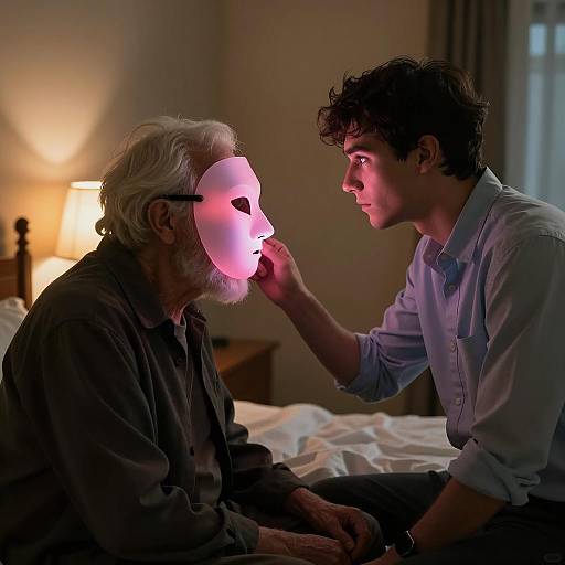 Intense Encounter in Dimly Lit Room