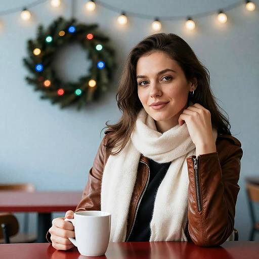 Cozy Winter Scene with Woman at Table