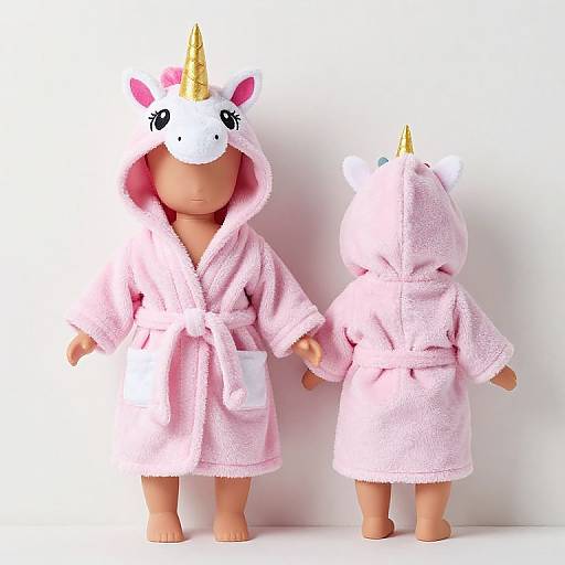 Unicorn Hooded Bathrobe & Doll Set