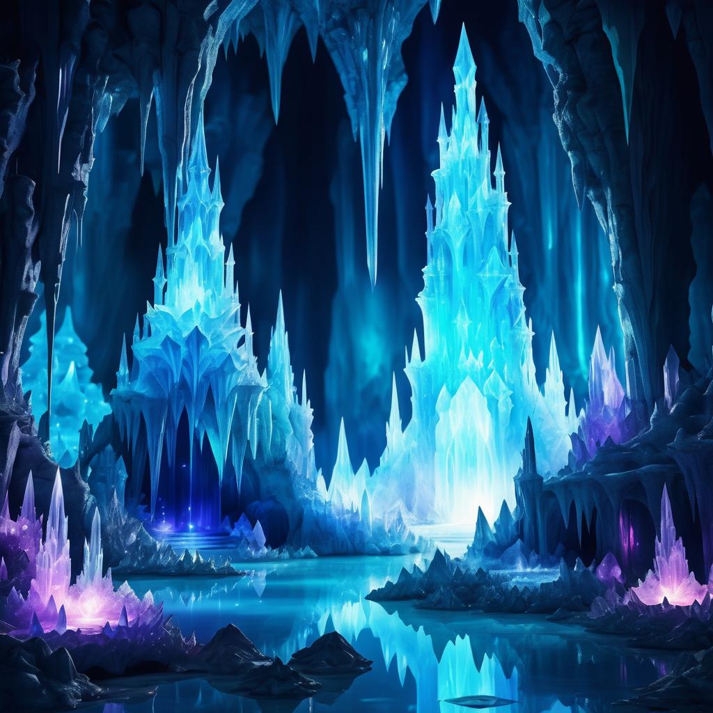 Luminous Crystal Cave Fantasy Scene