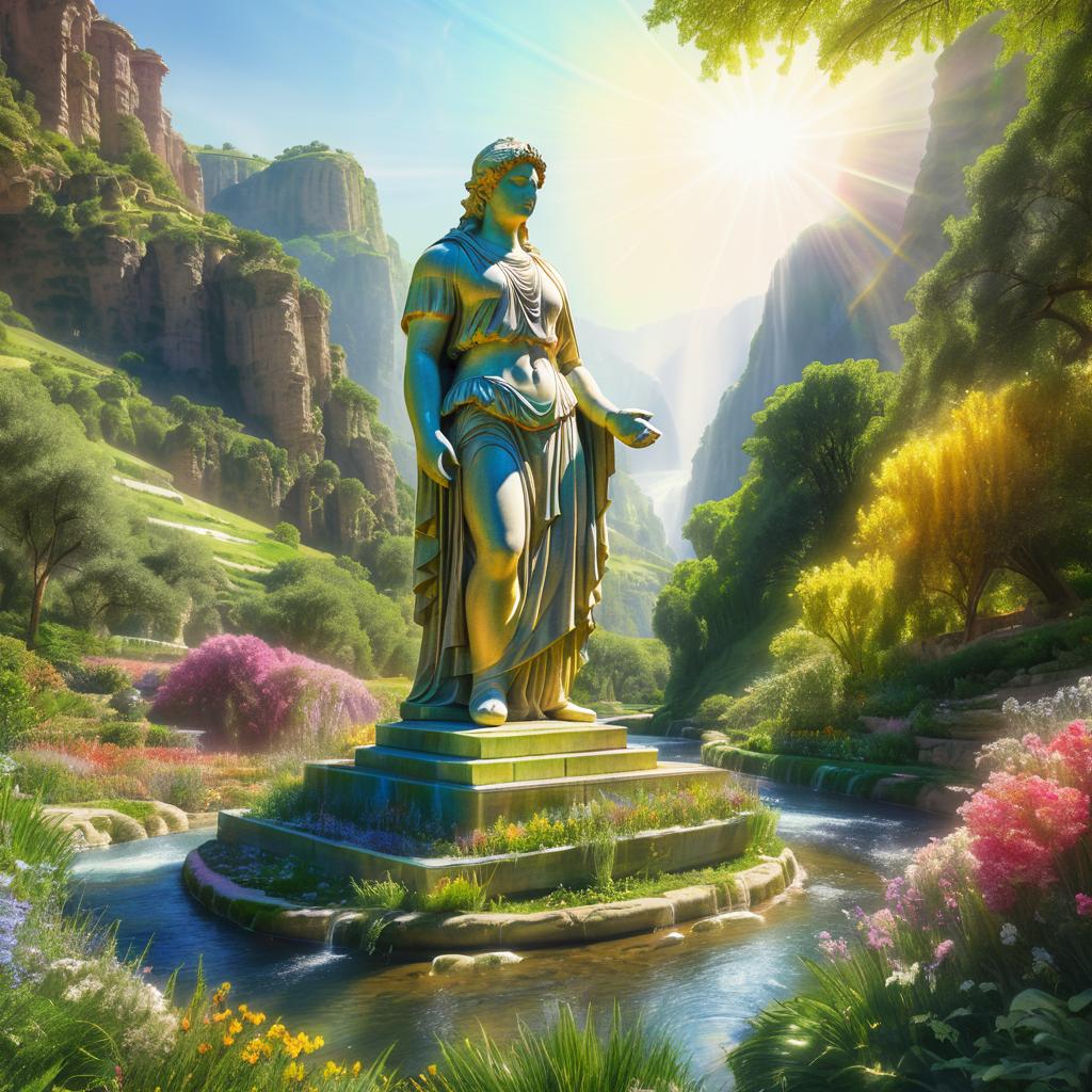 Majestic Ancient Statue in Colorful Valley