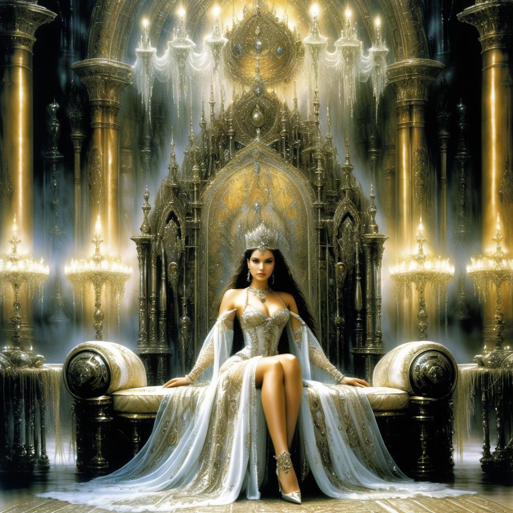 Regal Queen in an Enchanted Throne Room