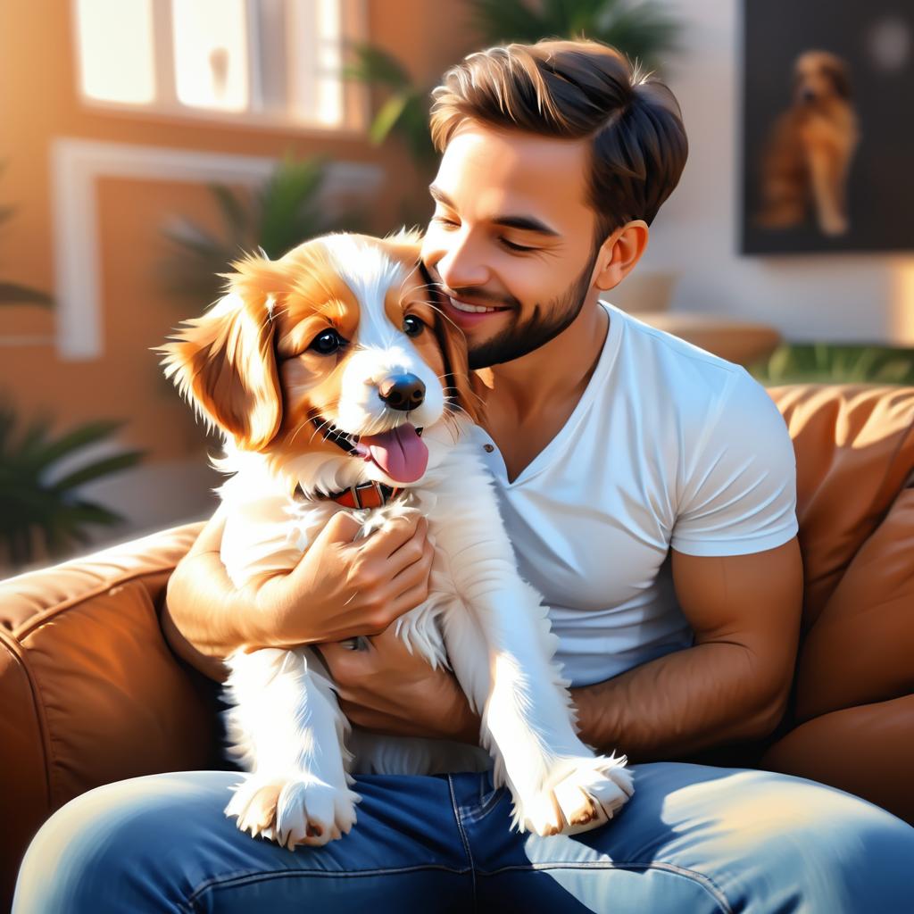 Playful Puppy on Owner's Lap