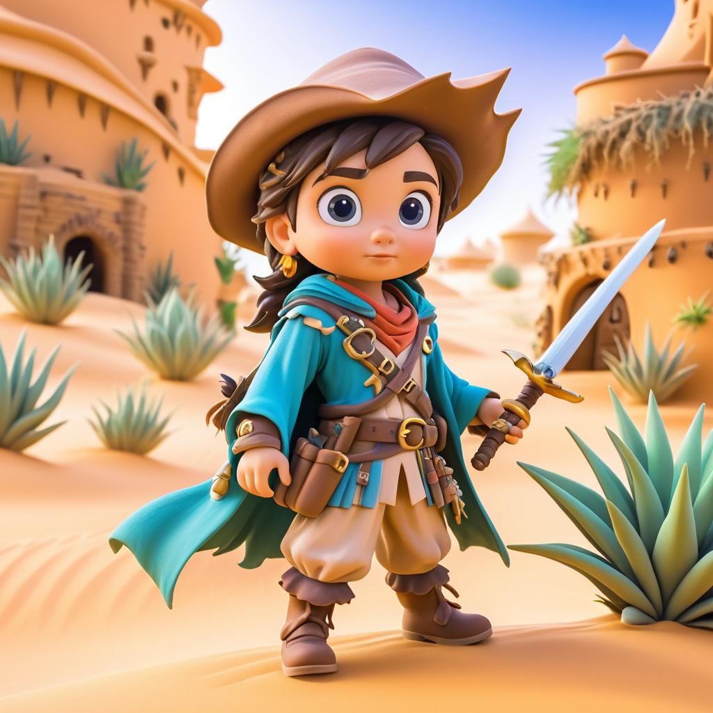 Adventurous Pirate in a Magical Desert