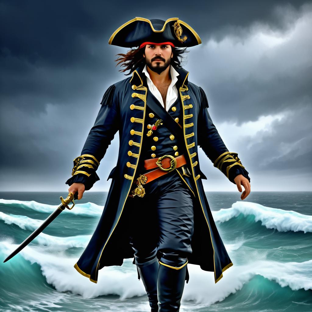 Daring Pirate Captain in Stormy Seas