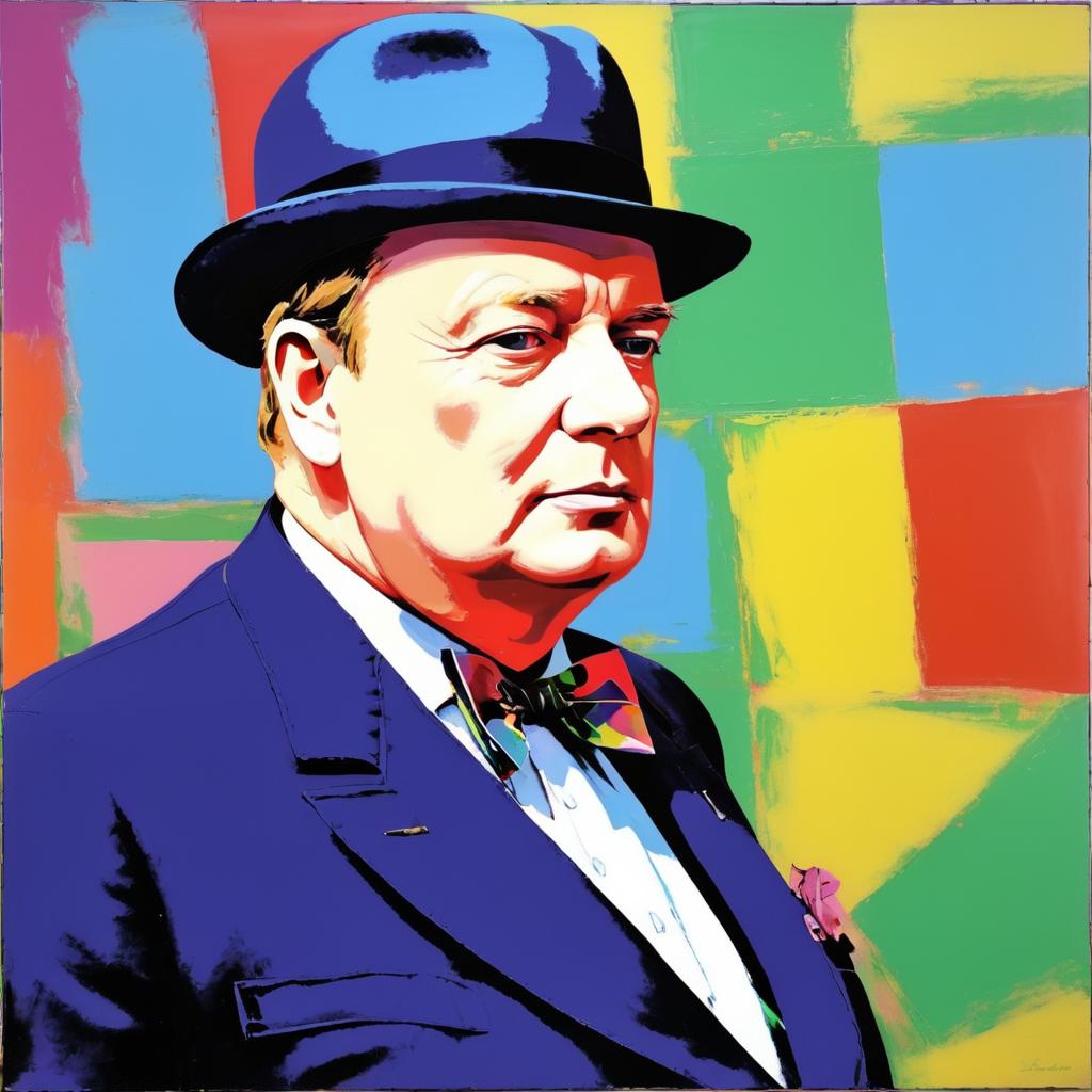 Winston Churchill in Warhol Style Portrait