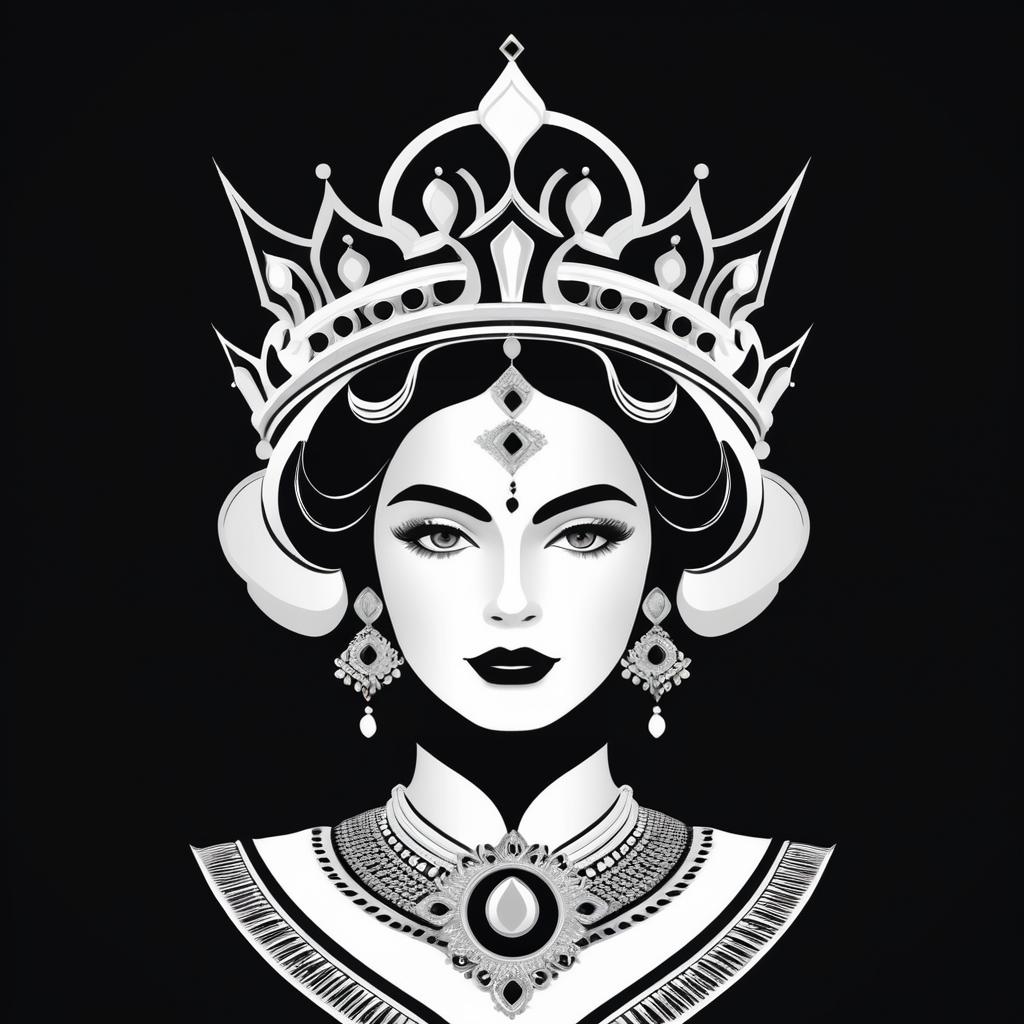 Minimalistic Black and White Queen Portrait