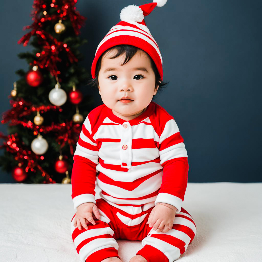 Festive Newborn Portrait in Liquid Metal