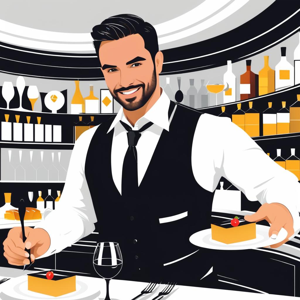 Charming Illustration of a Sexy Waiter