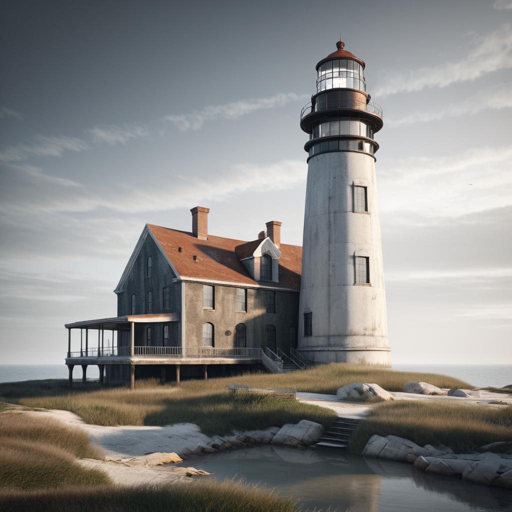 Cinematic Lighthouse in Urban Decay