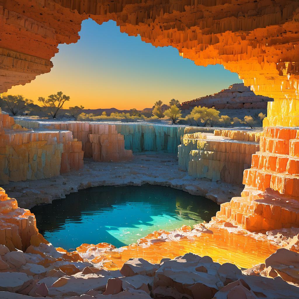 Vibrant Crystal Grotto at Golden Hour