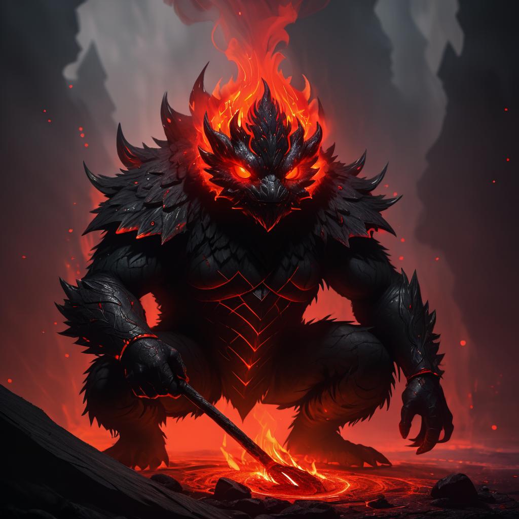 Eerie Fiery Creature Concept Art