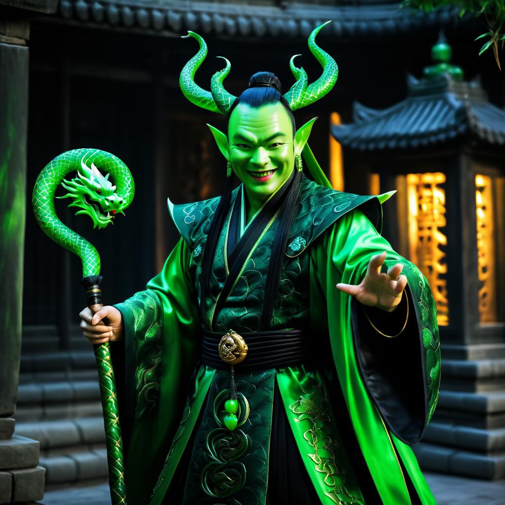 Hyper-Realistic Yuan-Ti Sorcerer Portrait