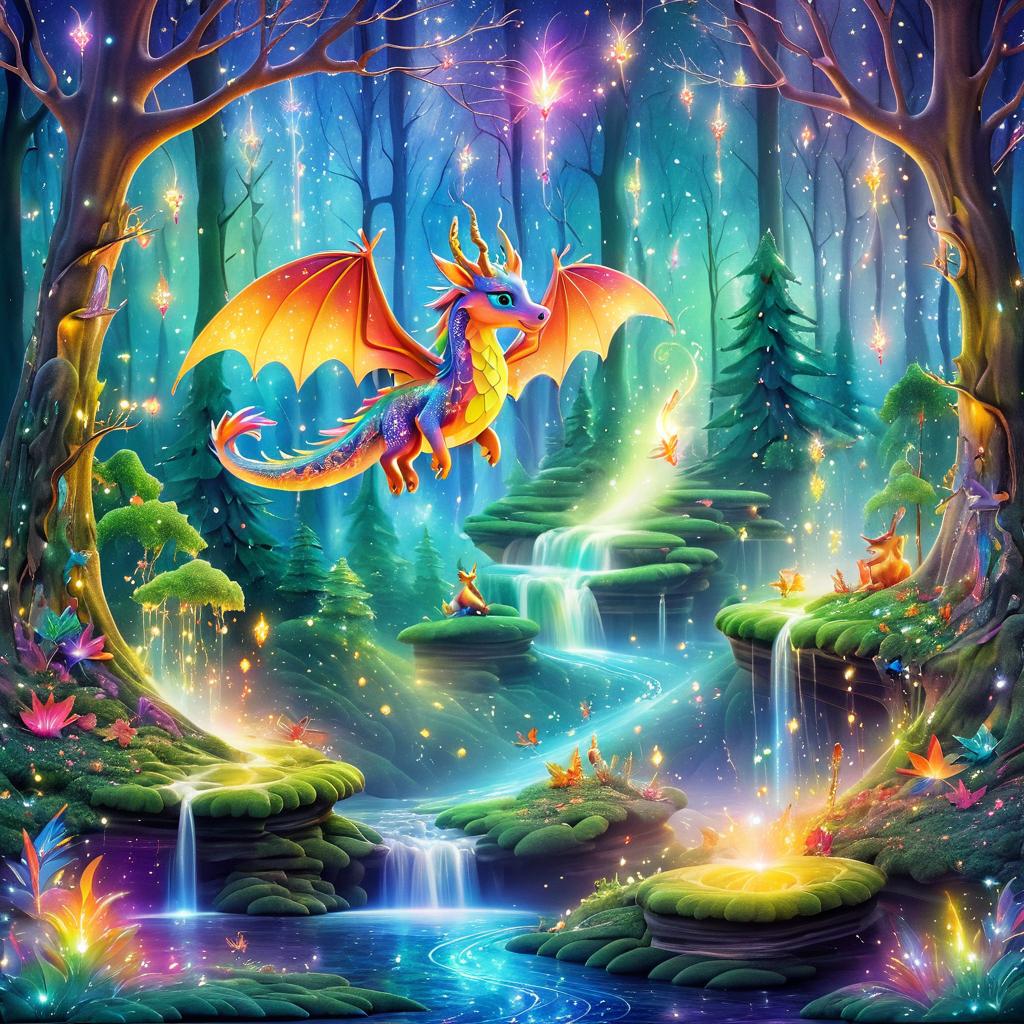 Whimsical Dragon in Enchanted Forest