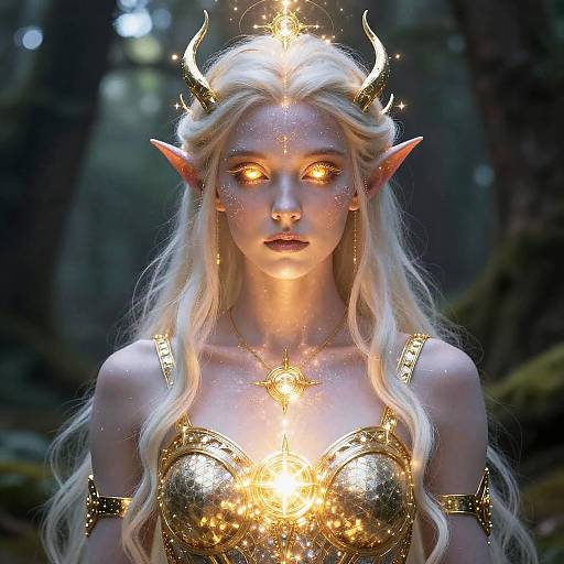 Radiant Aasimar in Enchanted Forest