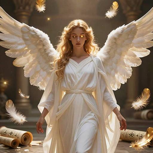 Serene Angel Malakh with Glowing Eyes